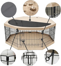 Foldable Metal Dog Exercise Pen/Pet Puppy Playpen Kennels Yard Fence - Tan / 24''H / Playpen+Bottom+Top Cover - image 2