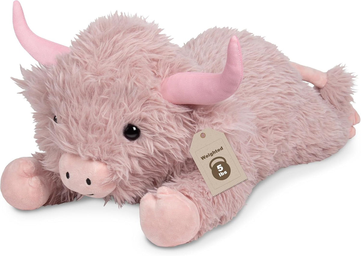 Wepop 5lbs Highland Cow Weighted Stuffed Animals 22in Giant Highland - Highland Cow-pinkp
