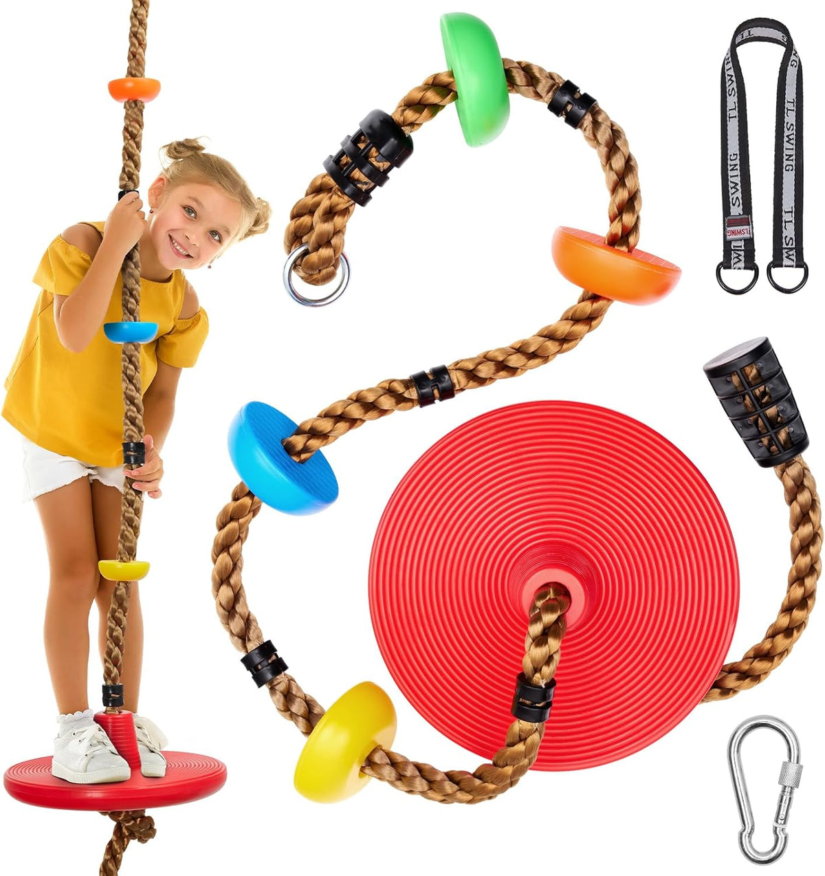 DECORLIFE Tree Swing for Kids - Multicolored,red