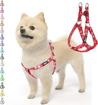 PUPTECK No Pull Dog Harness Soft Adjustable Basic Nylon Step in Puppy Vest Outdoor Walking with ID Tag, Christmas, S