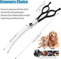 Dragon Creek 8" Downward Curved Dog Grooming Scissors Shears for Grooming Face and Paws Safety Round Tips Shears Trimming Cutting Scissors for Dog Cat Pet Black