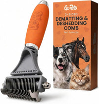 2-in-1 Deshedding & Dematting Comb & Grooming Brush for Dogs & Cats – Essentials for Dogs - 2-Sided Dematting Comb