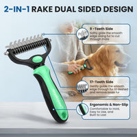 Dog Grooming Rake 4-in-1 Kit, Deshedding Undercoat Rake - Green Kit 4PCS - image 2
