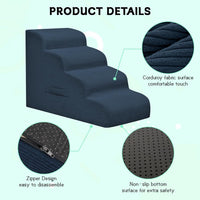 4 Step Dog Stairs Pet Ramp for High Beds, Sofas and Cars – Essentials for Dogs - Navy / 3.0 / 3-Step 16"H - image 3