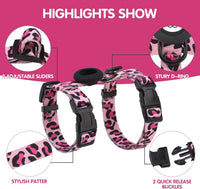 BINGPET Cat Harness with Airtag Holder - Pink Leopard (Buckles on Neck & Chest) - image 3