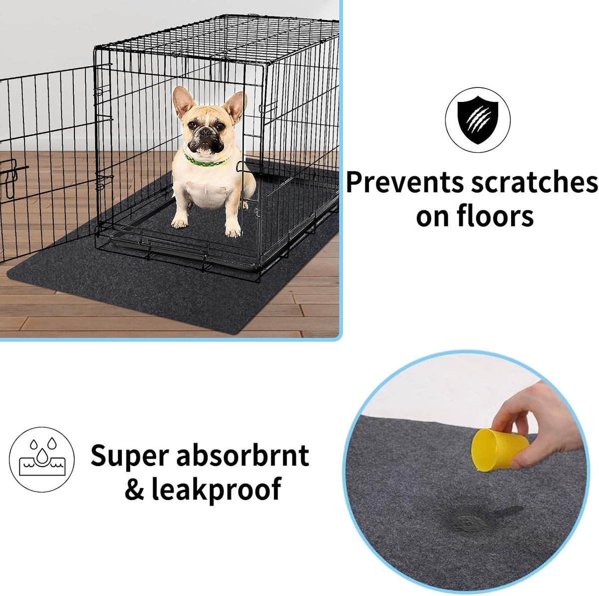 Kennel Pad Dog Crate Mat Liner, 48" x 29" - 28" x 42" - 1 Pack - image 3