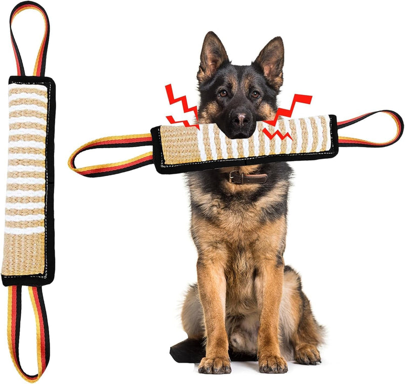 ASOCEA Dog Tug Toy,Bite Jute Pillow Pull Toy Squeaky Dog Toys with Handles – Essentials for Dogs