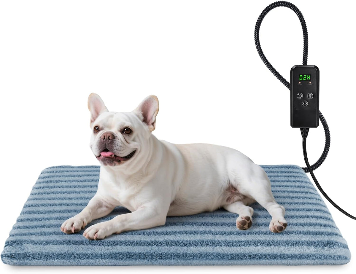 Large Pet Heating Pad, Adjustable Temperature with Timer - Blue / M (28'' x 20'')
