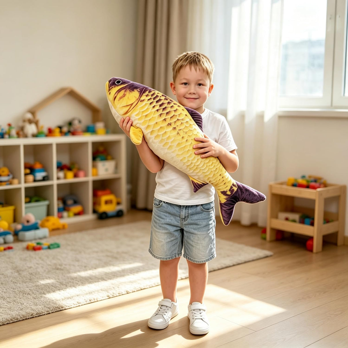 OPHRBU 24 inch fish plush pillow shaped like a realistic carp with soft short plush fabric - view 10