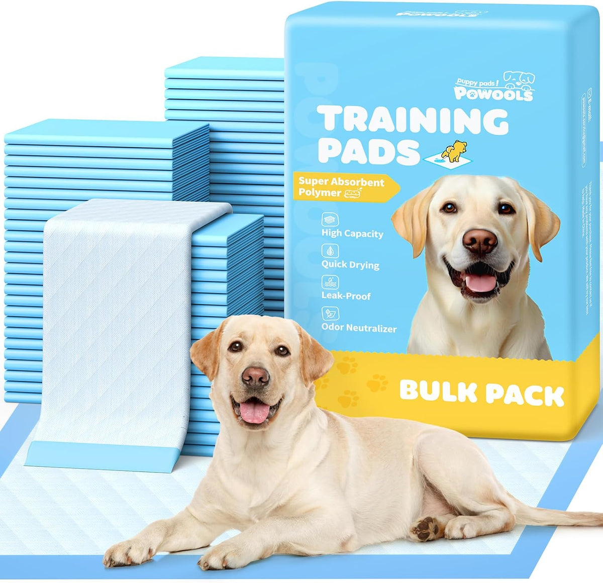 Powools Puppy Pads for Dogs, 6-Layer, Leak-Proof - 34" x 28" (100 Packs)