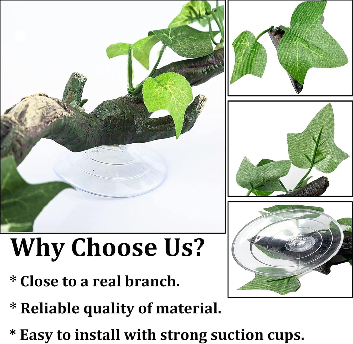 PINVNBY Reptile Corner Branch Resin Climb Tree Branch Decor - S 1PCS green Maple leaf - image 3