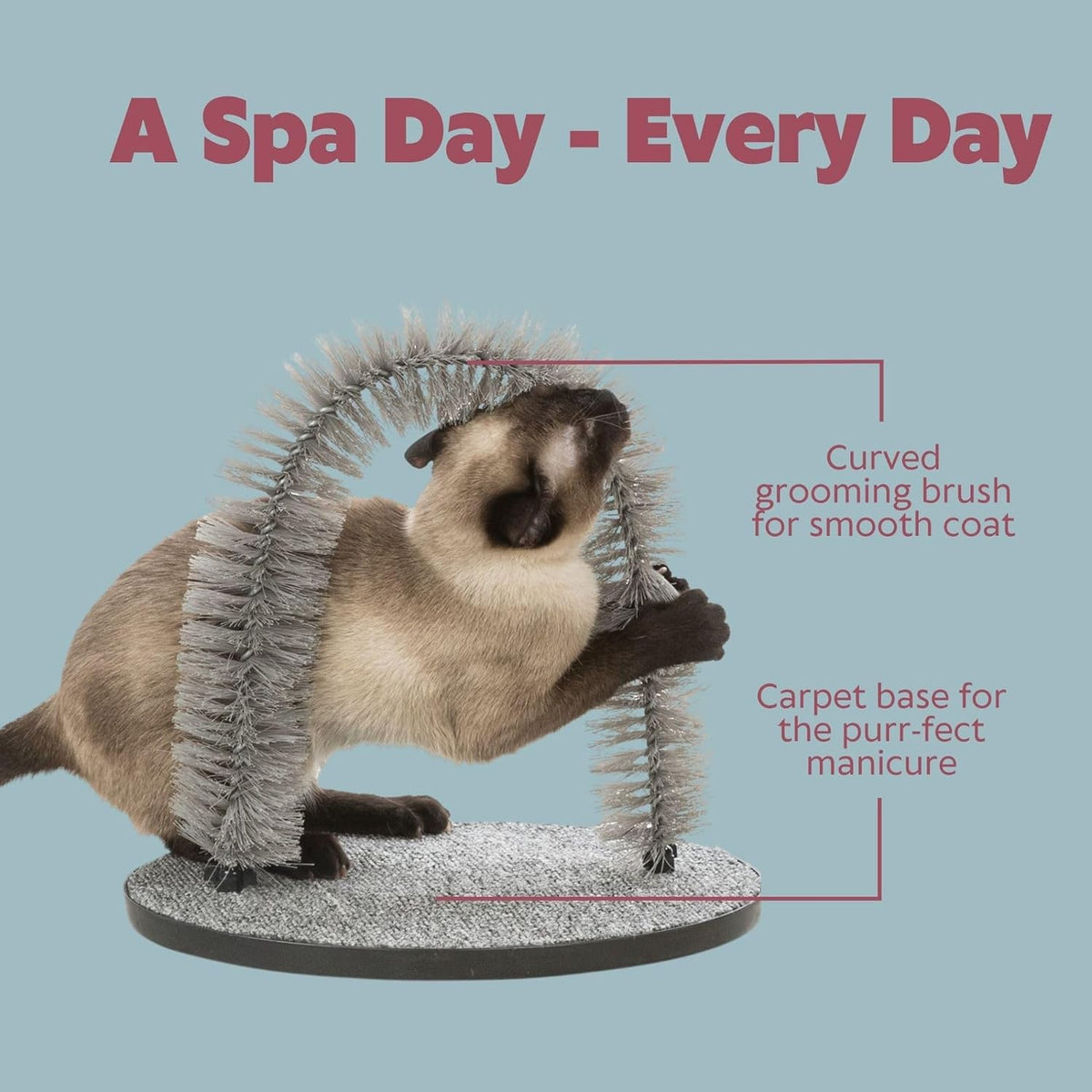 TRIXIE 13-in Cat Self-Grooming Arch with Carpet Scratcher, Gray – Essentials for Cats - image 3