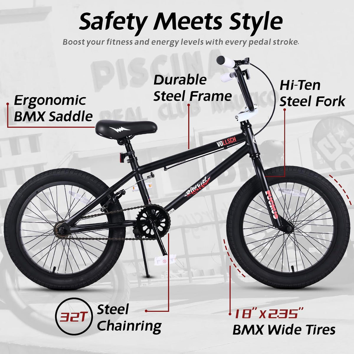 vollsch RUCKUS 20 inch kids freestyle BMX bike with pegs - view 35