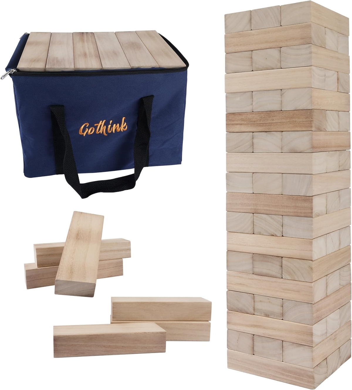 GOTHINK Giant Tumble Tower Game - Natural / L-Over 4FT
