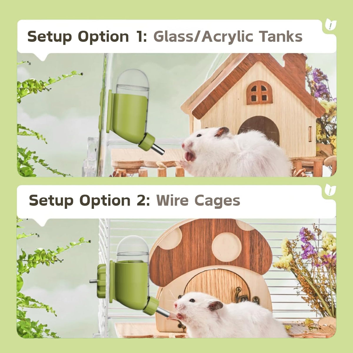 Hamster Water Bottle with Magnetic Holder - Grey / 7 oz (Magnetic-Mounted) - image 4