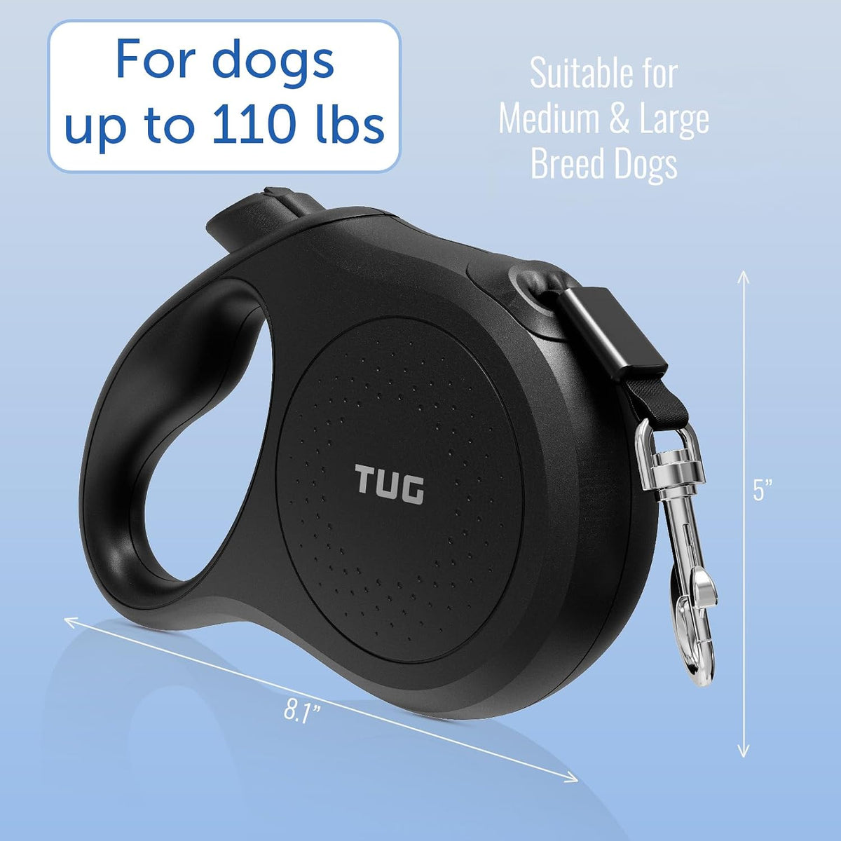 TUG Quest Retractable Dog Leash, 360° Tangle-Free - Black / Large - image 4