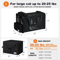 25x17x17 Extra Large Expandable car cat Carrier with a Litter Box – Essentials for Cats - 25.5"L x 17.0"W x 17.0"H / High side litter box - image 2