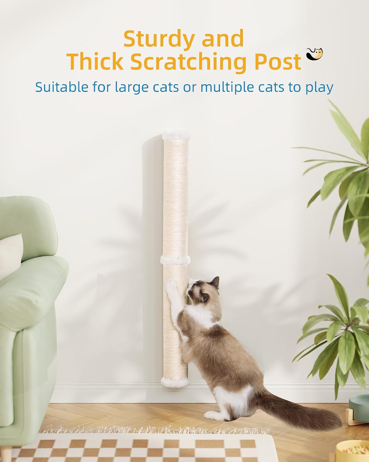 68" Wall Mounted Cat Scratcher - Beige - 1Pc - image 2
