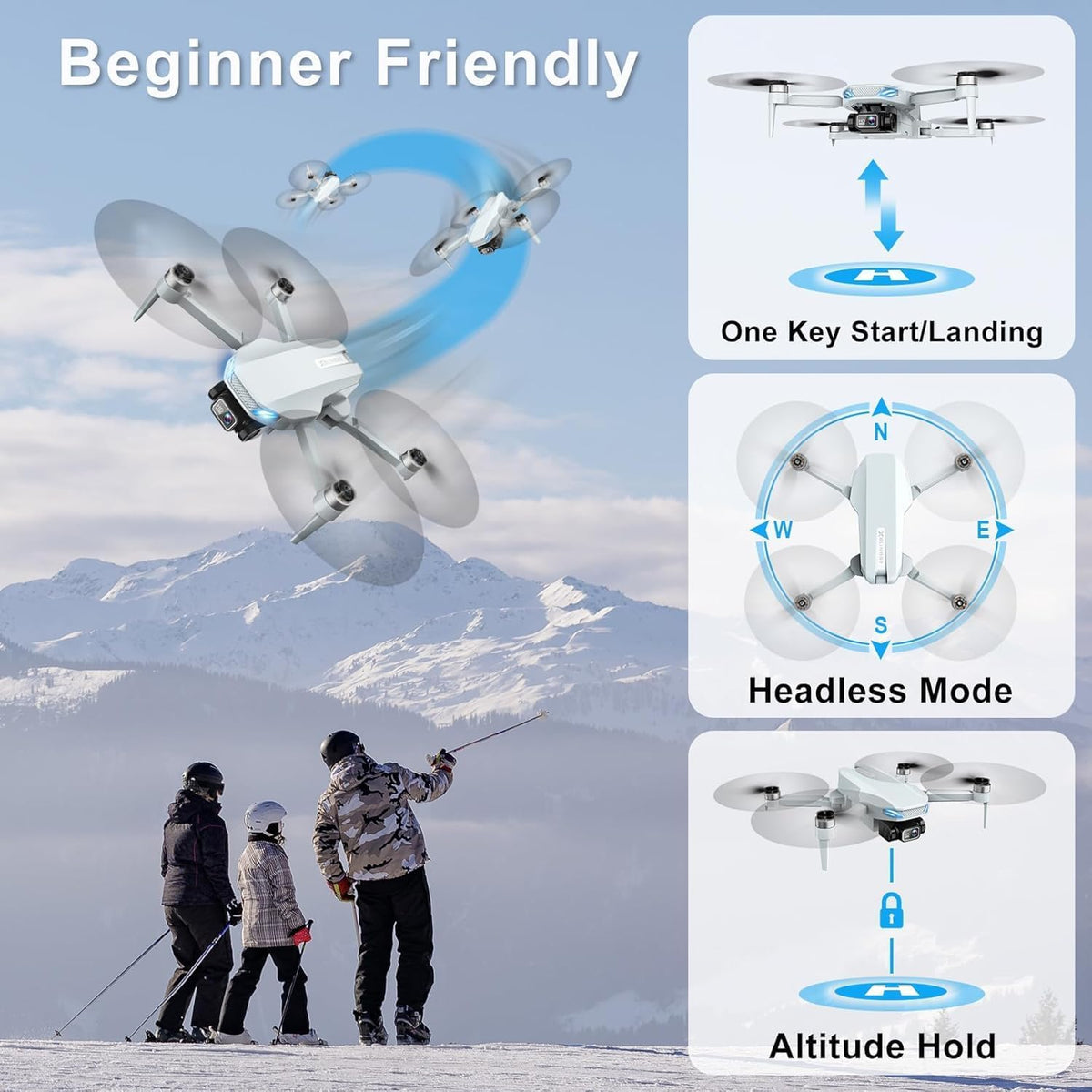 BLINORY X60 foldable 2K camera drone for beginners in black with carrying case - view 5
