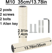 7.4cm 2.91in Diameter Cat Tree Scratching Post Replacement Sisal Pole - 13.78in/35cm / M10*2posts - image 2