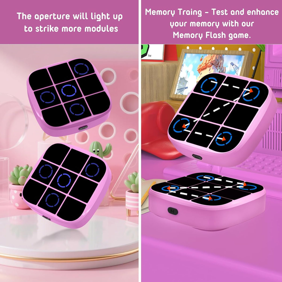 Tic-Tac-Toe Bolt Game, 4-in-1 Handheld Puzzle Games Console, Electronic Tic-Tac-Toe Game - Pink / M(Classic) - image 4