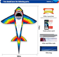 SGftre Complete Kite with Handle, Line & Accessories - 1 / Colored Shark - image 3