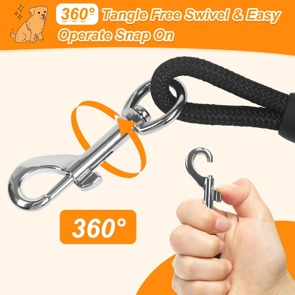 Vivifying Floating Long Dog Leash - 32ft / Black - image 4