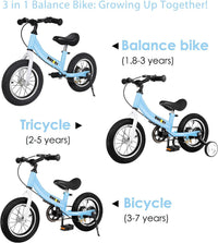 bikeboy 2 in 1 balance bike with pedals and hand brake, 12 14 16 inch wheels - view 23