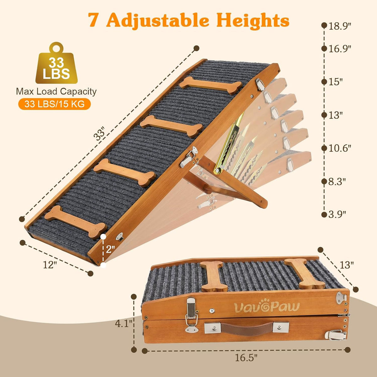 Dog Ramp for Couch, Foldable Dog Ramps for Small Dogs Up to – Essentials for Dogs - Walnut - image 2