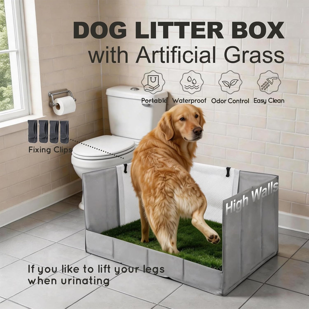 HQ4US Dog Grass Pad with Tray, Foldable Litter Box High Wall - X-Large for Dog＜ 38" Length - image 2