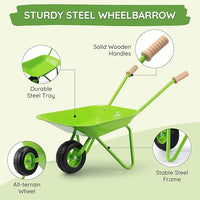 SainSmart Jr. Kids Gardening Set with Wheelbarrow - 7 Pcs Kids Rake and Shovel Set, Outdoor Toys for All Seasons - Plant, Sweep Leaves, Shovel Sand or Snow, for Boys and Girls