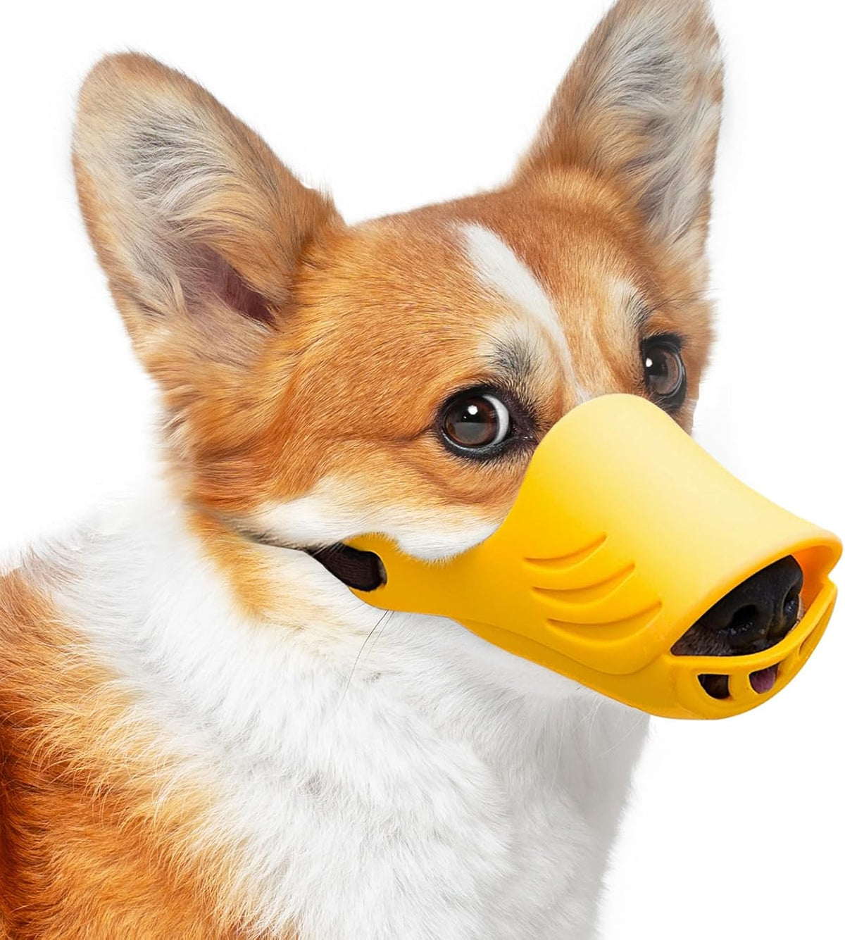 LUCKYPAW Soft Duck Silicone Dog Muzzle for Small Medium Dogs Poodle - S / Yellow