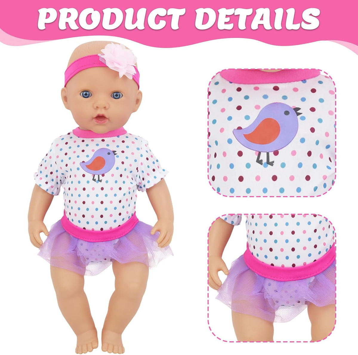 ECORELF 4 Sets Baby Doll Clothes for 14-18 Inch Dolls – Fun for Kids & Family - 3 Sets - image 2