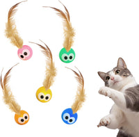 Bouncy Tails 5 Pack Interactive Bouncy Ball with Natural Feathers - 5