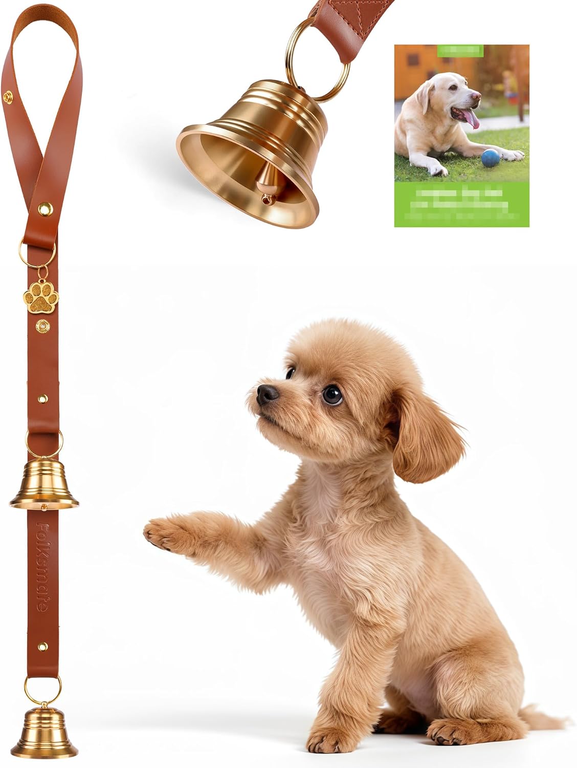 Leather Dog Door Bells for Potty Training - One Dog Bell / Brown/Leather
