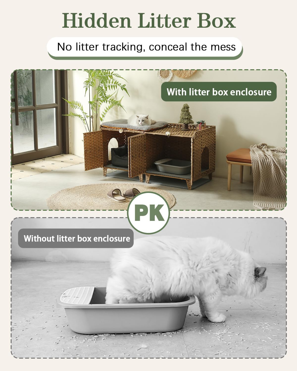 Cat Litter Box Enclosure Hidden Litter Box Furniture - Extra Large / Natural - image 4