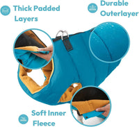 Gooby Padded Vest Dog Jacket, Solid Turquoise - Medium / Blue Solid - image 3