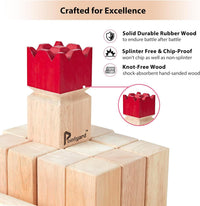 Kubb Yard Game Set Solid Wooden Viking Chess Outdoor Toss Game – Fun for Kids & Family - Red / 3 Inches Kubb - image 3