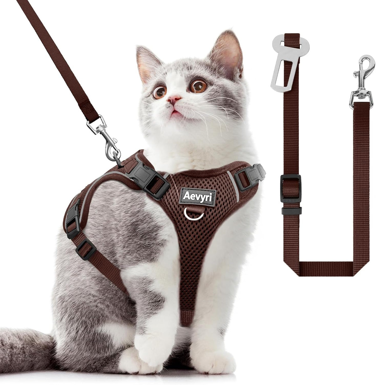 Cat Harness, Cat Harness and Leash for Walking - Brown / S(4-6lb)