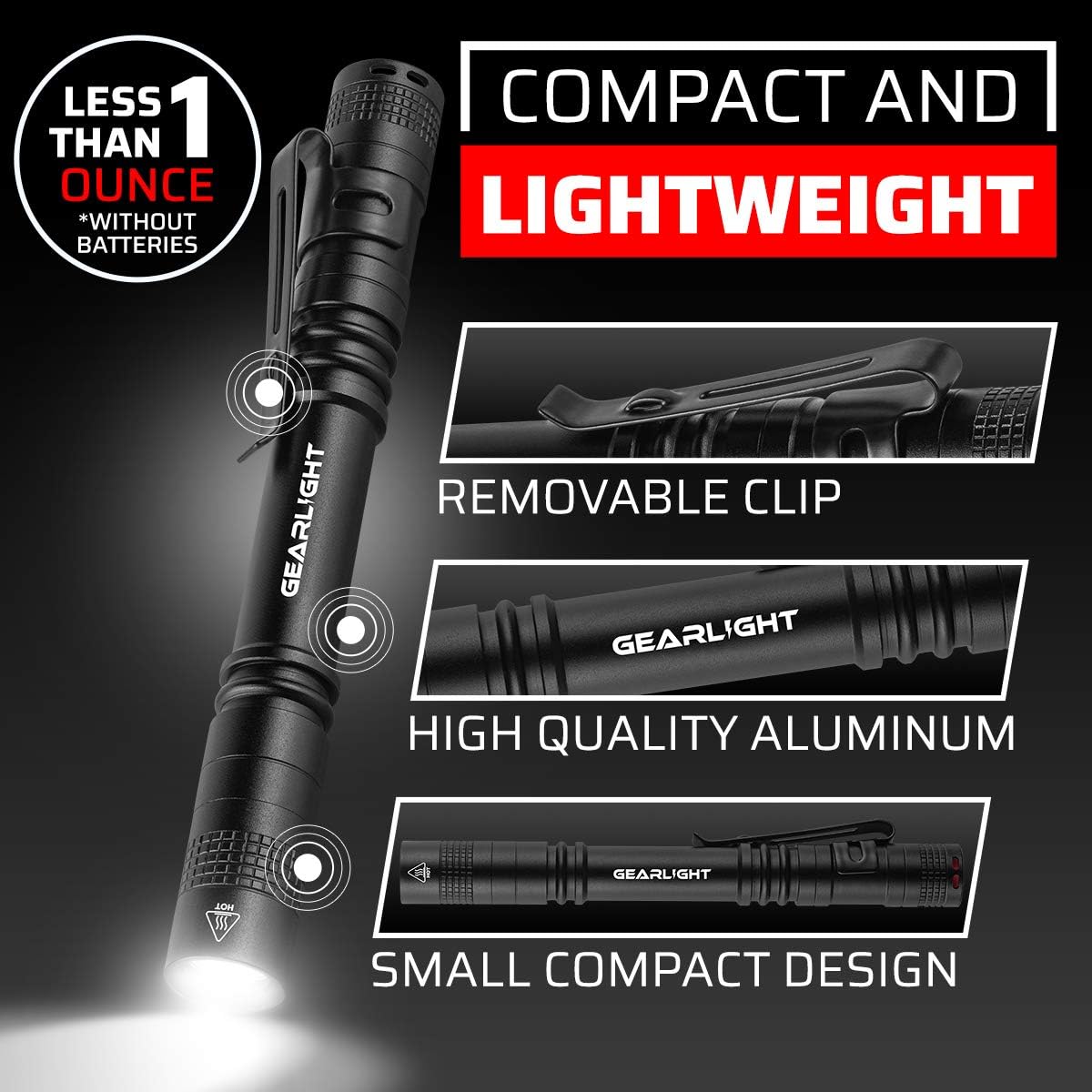 GearLight UV Flashlight Black Light from 68 LED Blacklight Flashlight - White Light / S100 LED (2Pck) - image 3