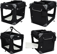 EliteField 4-Door Folding Soft Dog Crate with Curtains – Essentials for Dogs - Black / 30.0"L x 21.0"W x 24.0"H - image 4