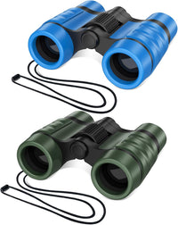 ESSENSON binoculars for kids, set of 2 in blue and black with neck straps and carrying bags