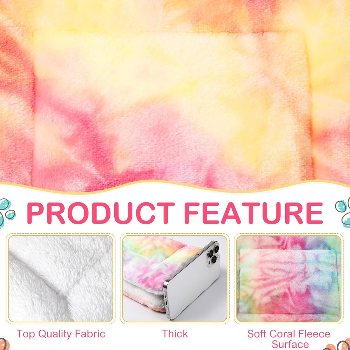 Haull 4 Pcs Waterproof Guinea Pig Bedding Mat, 13 x 10 - Tie Dyed / 13 x 18.5 Inch - image 3