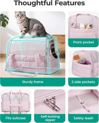 BAGSMART Cat Carrier Soft-Sided Puffy Quilted Collapsible Pet Travel - Black / 18.1"L x 11.0"W x 11.0"H - image 4