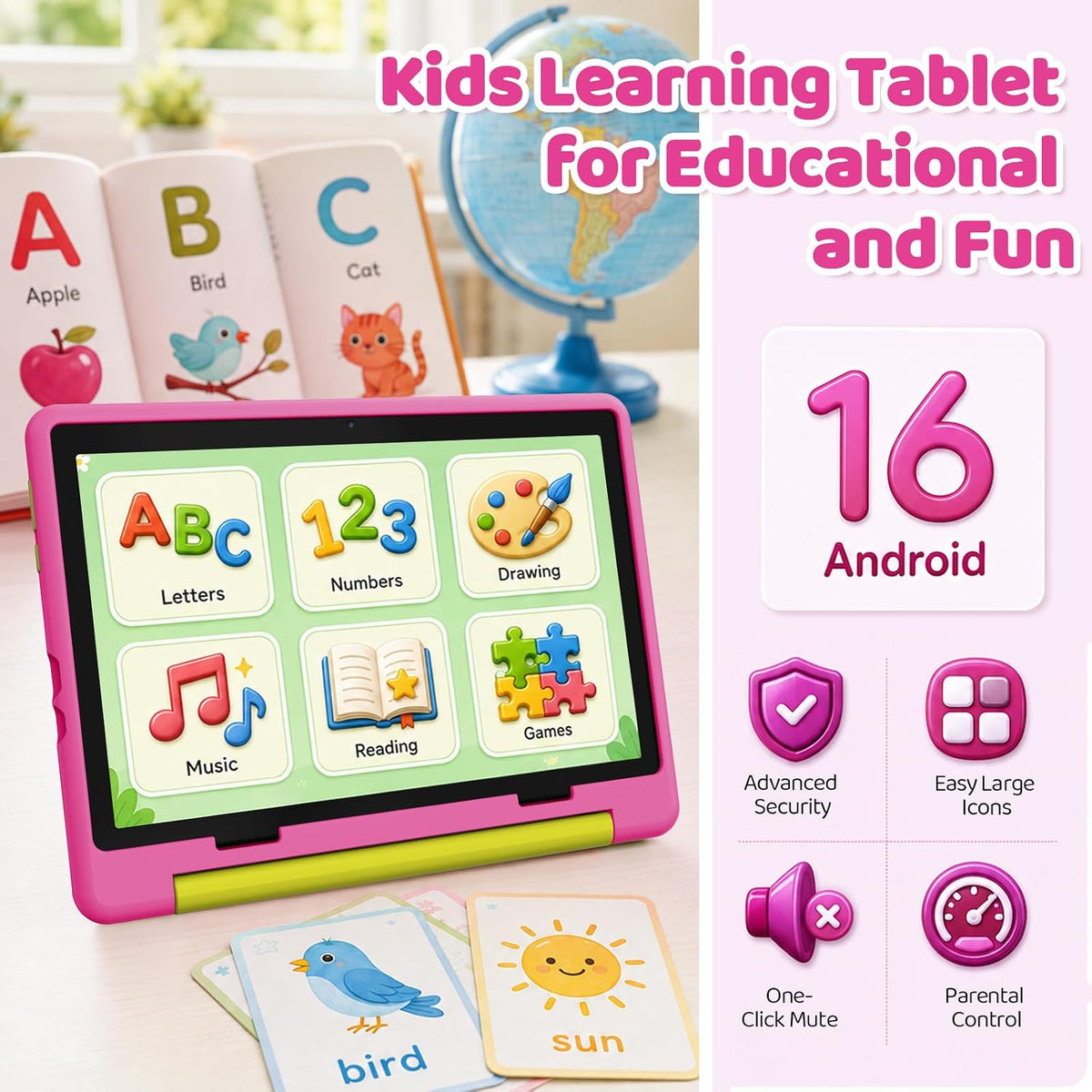 Jeazans 10 inch kids tablet with Android 16, HD screen and parental controls - view 4