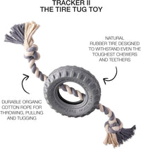 Pet Passion Natural Rubber Tire and Organic Cotton Rope Pull and Chew - Gray / Small - image 2