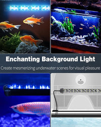 Pawfly 14W Aquarium LED Light 28 Inch 24/7 Fish Tank with Full Spectrum Brilliant White Blue Red Green Lights Multi-Colored LEDs with D/N Mode Single Color Effect Timer and Adjustable Brightness