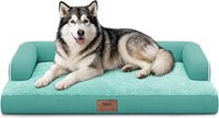 Orthopedic Washable Dog Bed with Bolster for Medium to Large Dogs – Essentials for Dogs - 45.0"L x 35.0"W x 8.0"Th / Aqua Blue