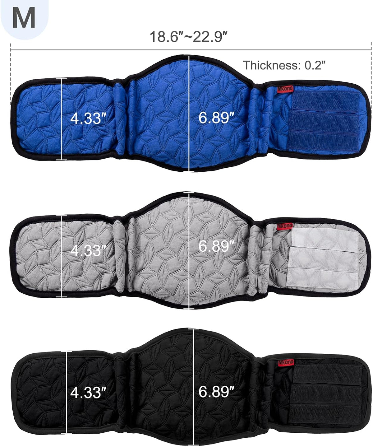 Mkono Belly Bands for Male Dogs - Blue,Black,Gray / Medium - image 2