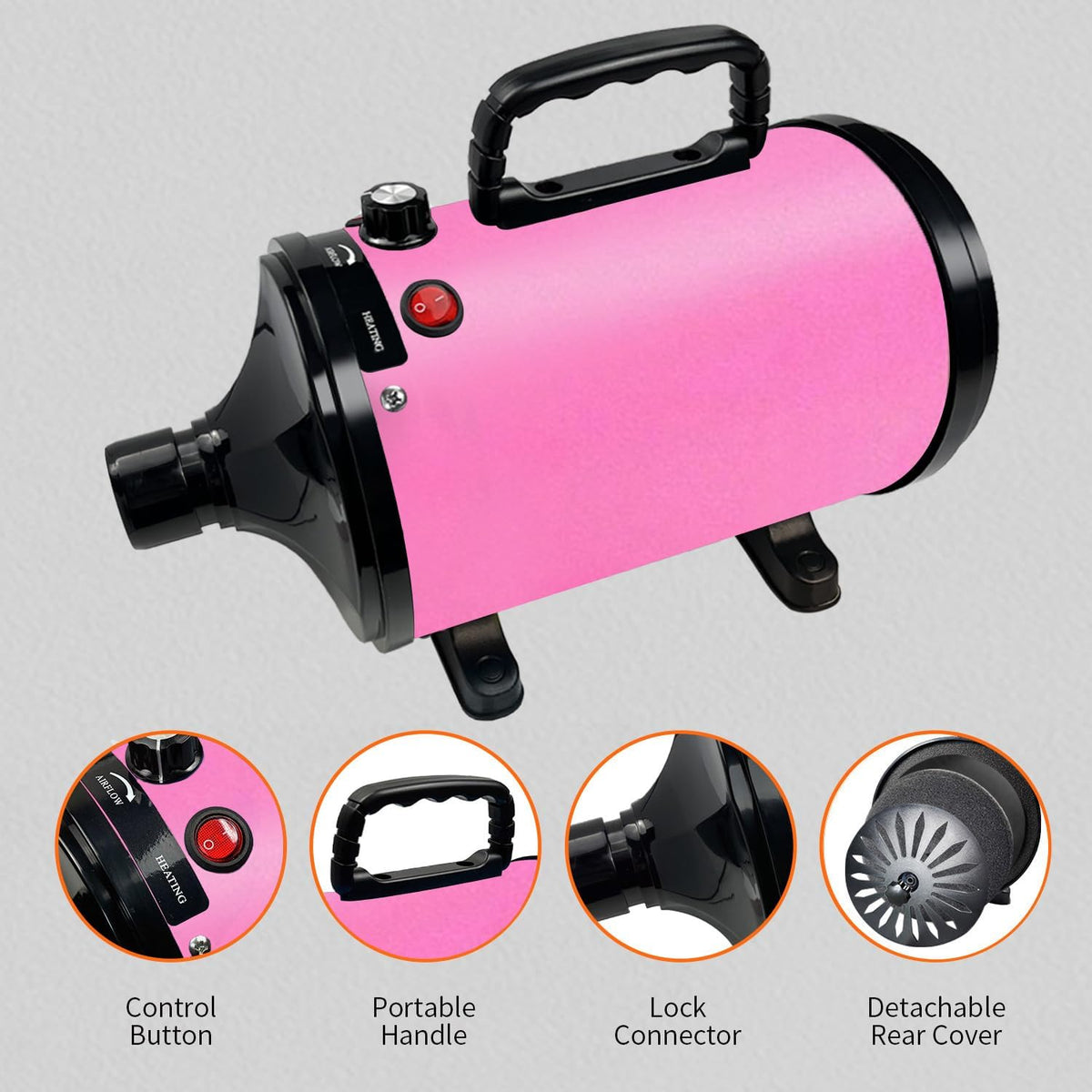 Dog Dryer for Pet Grooming, High-Velocity Force Blow Dryer – Essentials for Dogs - Pink - image 3